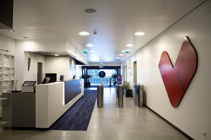 健康俱樂(lè)部辦公室前臺(tái)區(qū)域空間裝修設(shè)計(jì)效果圖