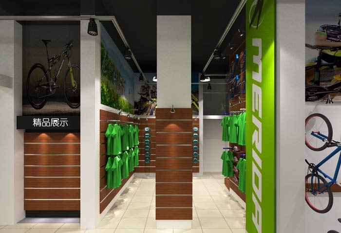 潮流、時尚自行車店精品展示區(qū)域裝修設(shè)計案例效果圖