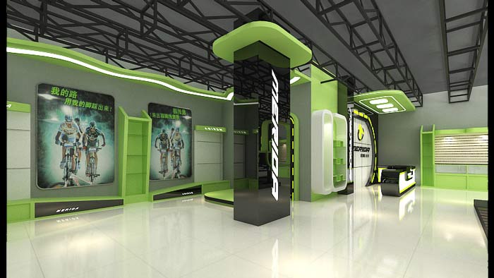 美利達(dá)自行車(chē)專賣(mài)店柱子裝修設(shè)計(jì)案例效果圖