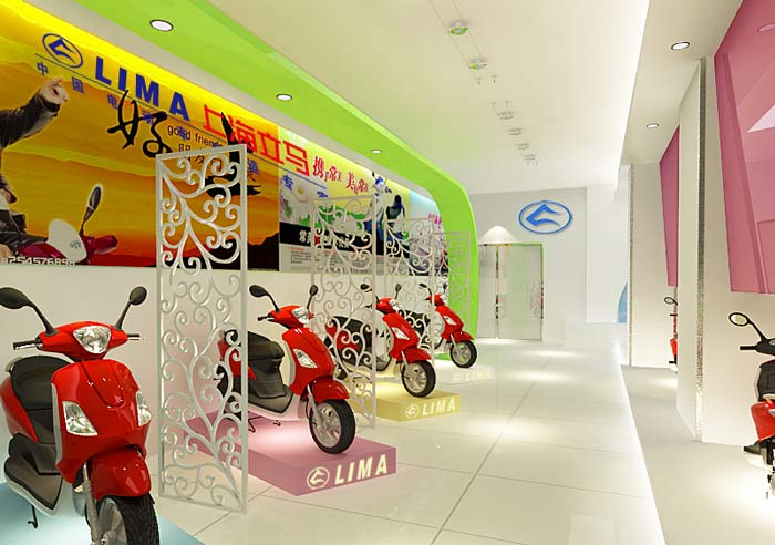 電動(dòng)車(chē)銷(xiāo)售展示區(qū)域裝修設(shè)計(jì)案例效果圖