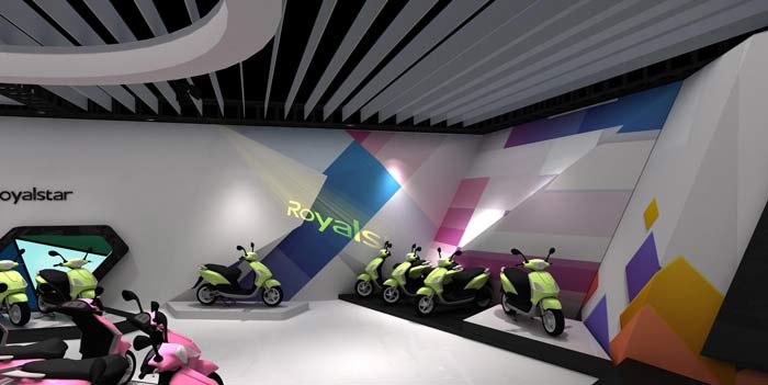 榮事達(dá)電動車展廳背景色彩裝修設(shè)計案例效果圖