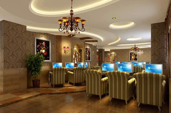 傳統(tǒng)風格網(wǎng)咖裝修設計案例效果圖