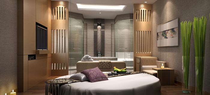 現(xiàn)代、古典混搭美容院電視背景墻裝修設(shè)計案例效果圖