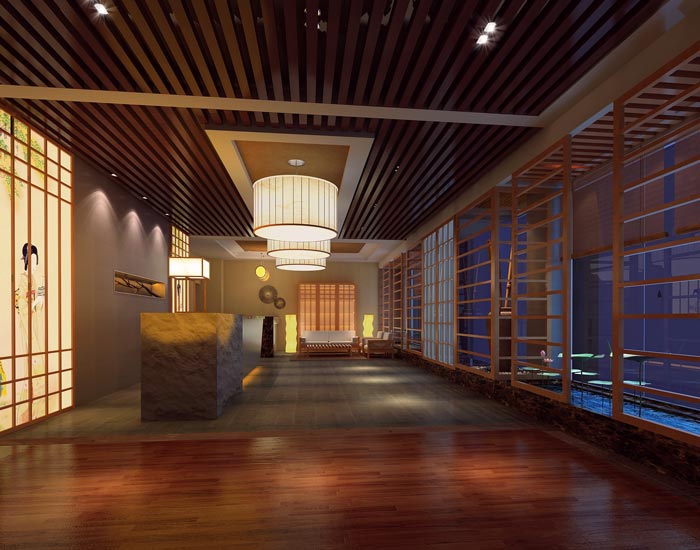 現(xiàn)代、古典混搭美容院前臺裝修設(shè)計案例效果圖