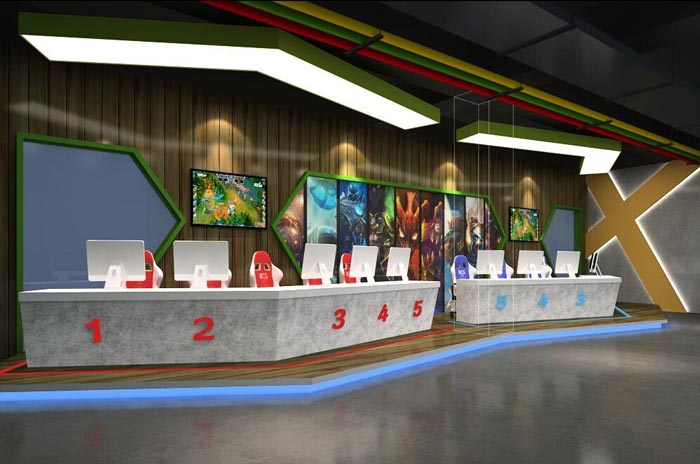 藍月亮網咖作戰(zhàn)區(qū)裝修設計案例效果圖