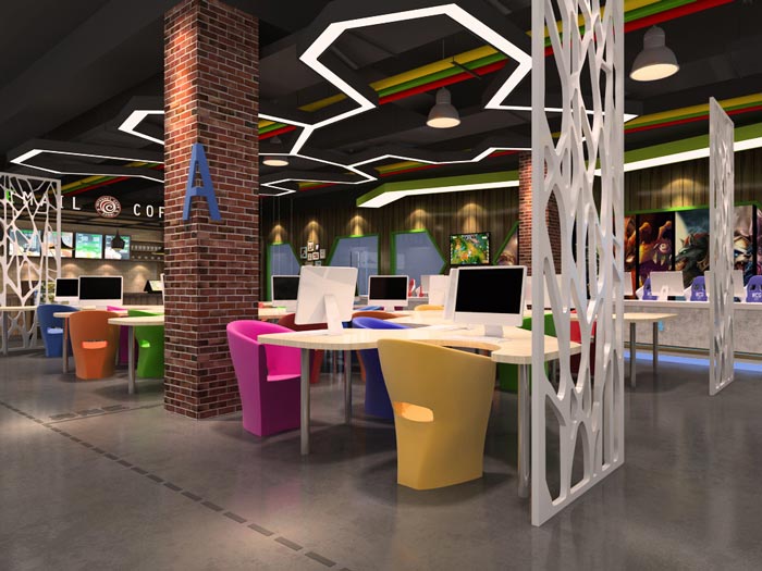 藍月亮網咖休息區(qū)裝修設計案例效果圖