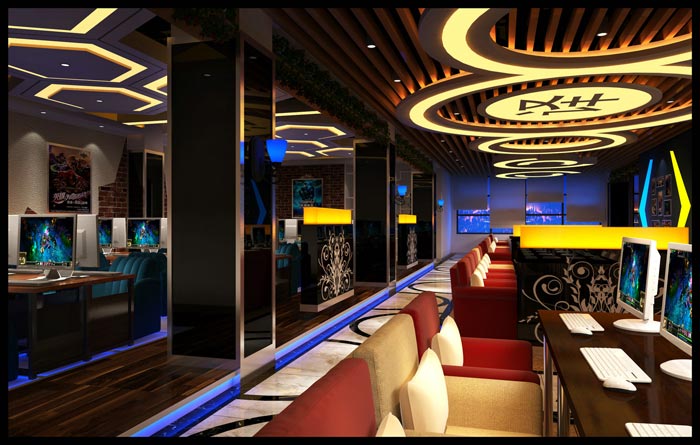 電競網(wǎng)咖走廊裝修設(shè)計(jì)案例效果圖