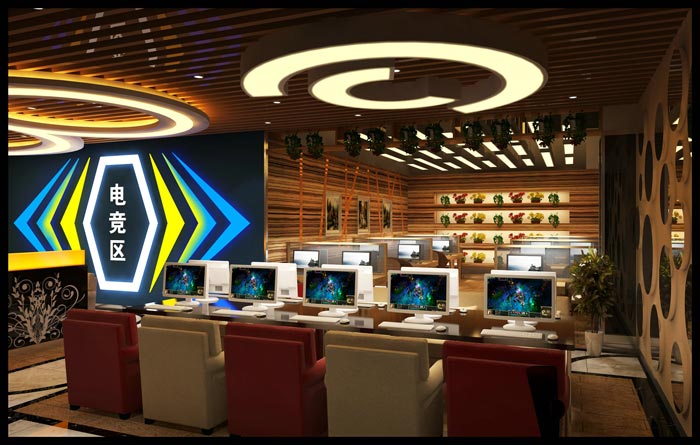 電競網(wǎng)咖點(diǎn)競區(qū)裝修設(shè)計(jì)案例效果圖