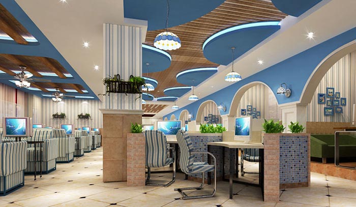 地中海風(fēng)格網(wǎng)咖裝修設(shè)計案例