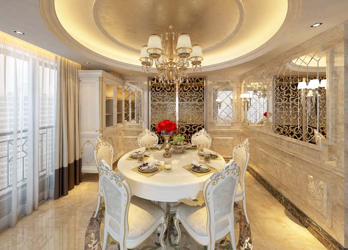 歐洲貴族情懷別墅餐廳裝修設計案例效果圖