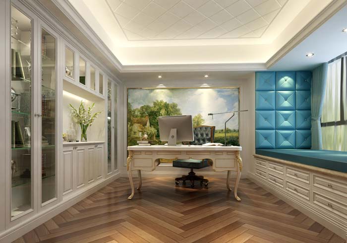 歐洲貴族情懷別墅書房裝修設計案例效果圖