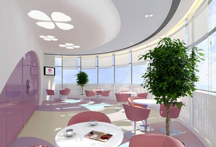 婦女兒童醫(yī)院音樂候診咖啡吧裝修設(shè)計(jì)案例效果圖