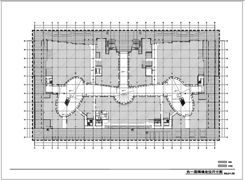 商場(chǎng)深化設(shè)計(jì)施工圖負(fù)一層隔斷定位尺寸圖