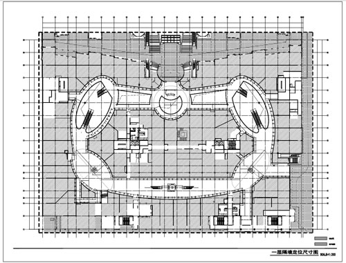 商場(chǎng)深化設(shè)計(jì)施工圖一層隔斷定位尺寸圖