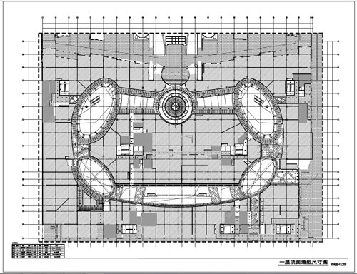 商場(chǎng)深化設(shè)計(jì)施工圖一層頂面造型尺寸圖