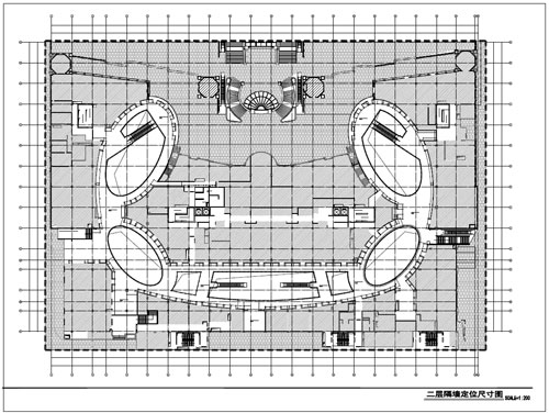 商場(chǎng)深化設(shè)計(jì)施工圖二層隔斷定位尺寸圖