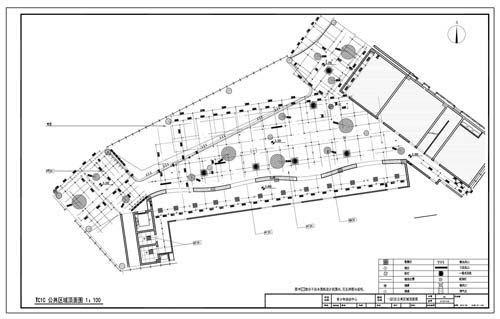 青少年活動中心施工圖深化設(shè)計C區(qū)1層公共區(qū)域頂面圖