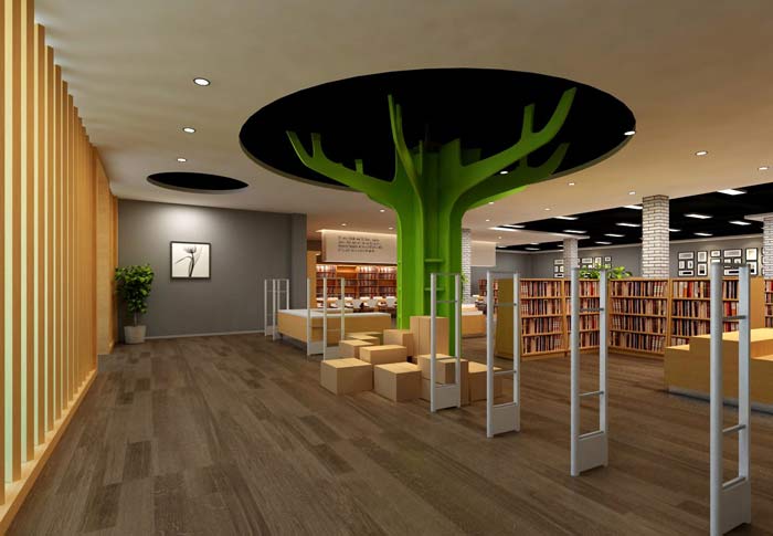 學(xué)習(xí)型咖啡廳圖書館整體空間區(qū)域裝修設(shè)計(jì)案例效果圖