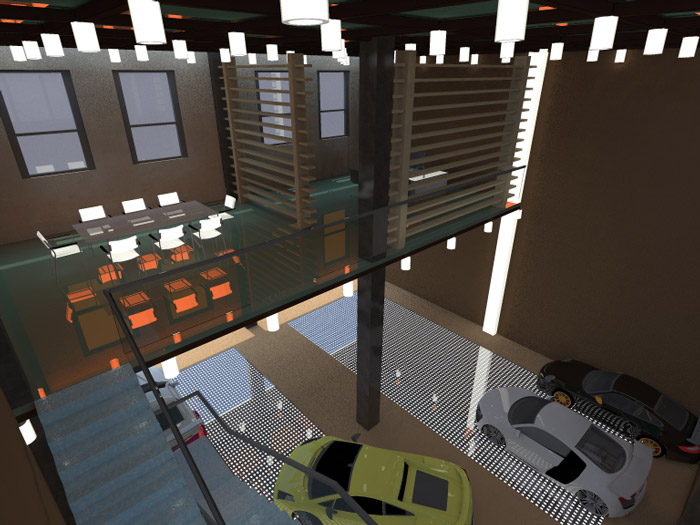 汽車快修美容店閣樓區(qū)域裝修設(shè)計案例效果圖