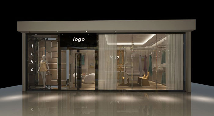 100平方女裝專(zhuān)賣(mài)店整體外觀(guān)裝修設(shè)計(jì)案例效果圖