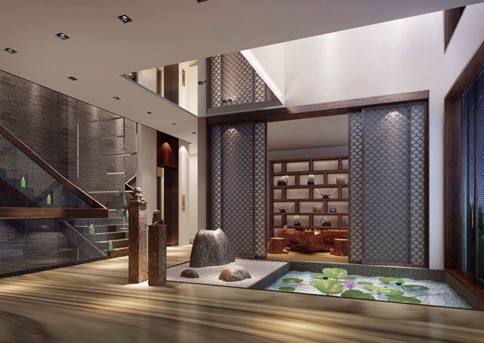 現(xiàn)代、中式混搭私人會(huì)所裝修設(shè)計(jì)案例效果圖