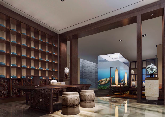 現(xiàn)代、中式混搭私人會(huì)所展示區(qū)域裝修設(shè)計(jì)案例效果圖