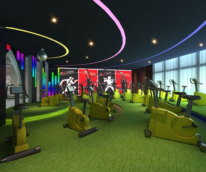 1700平方健身會所運動區(qū)域裝修設計案例效果圖