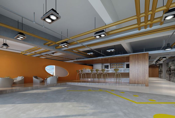 1700平方健身會所吧臺區(qū)域裝修設計案例效果圖