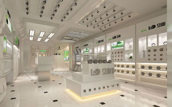 LED展廳前臺LOGO區(qū)域裝修設(shè)計案例效果圖