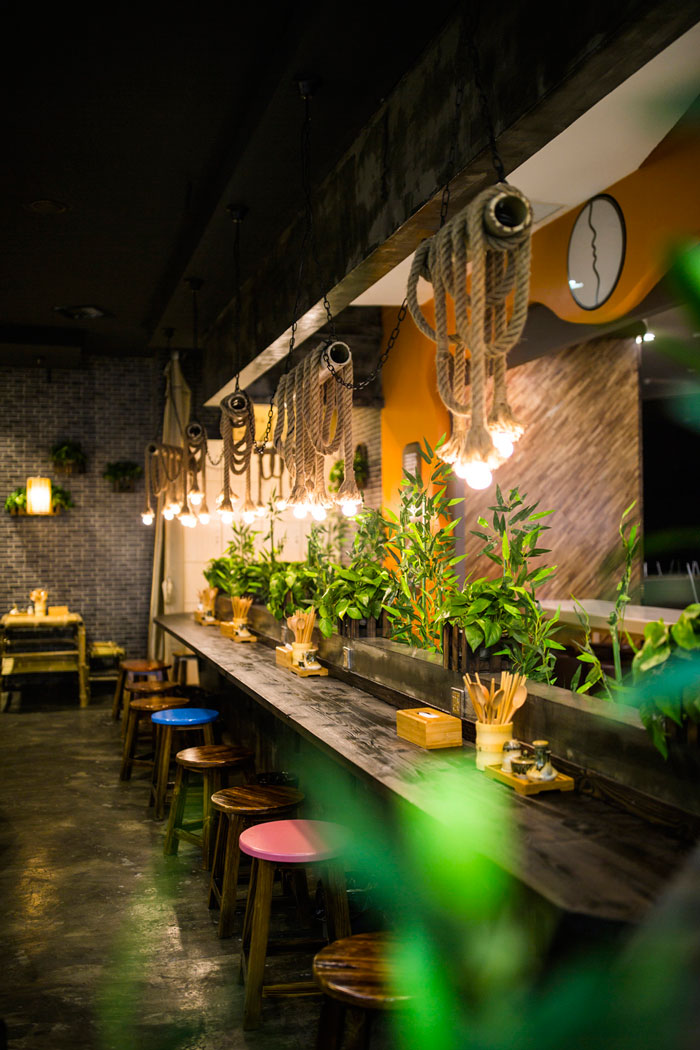 100平方中餐廳吧臺混搭風格裝修設(shè)計方案效果圖