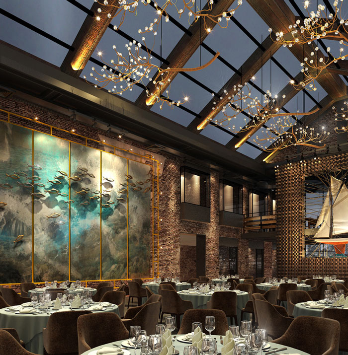 自然、素樸的餐廳就餐區(qū)域裝修設計方案效果圖