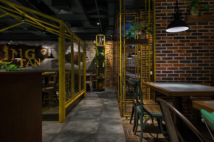 230平方懷舊復(fù)古風(fēng)餐廳隔斷設(shè)計案例效果圖