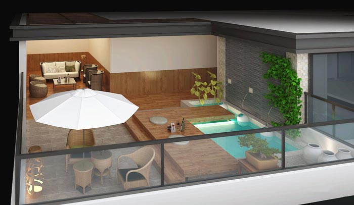 享樂主題酒店獨(dú)棟溫泉區(qū)域裝修設(shè)計案例效果圖