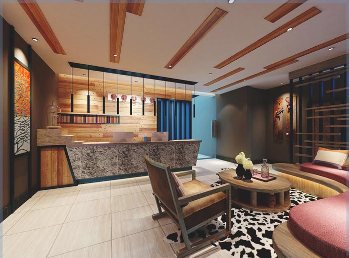 主題概念酒店前臺裝修設(shè)計(jì)案例效果圖