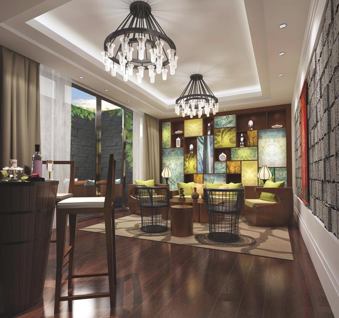 古城假日酒店前臺裝修設(shè)計案例效果圖