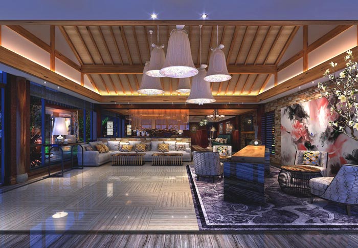 度假精品酒店接待區(qū)域裝修設計案例效果圖