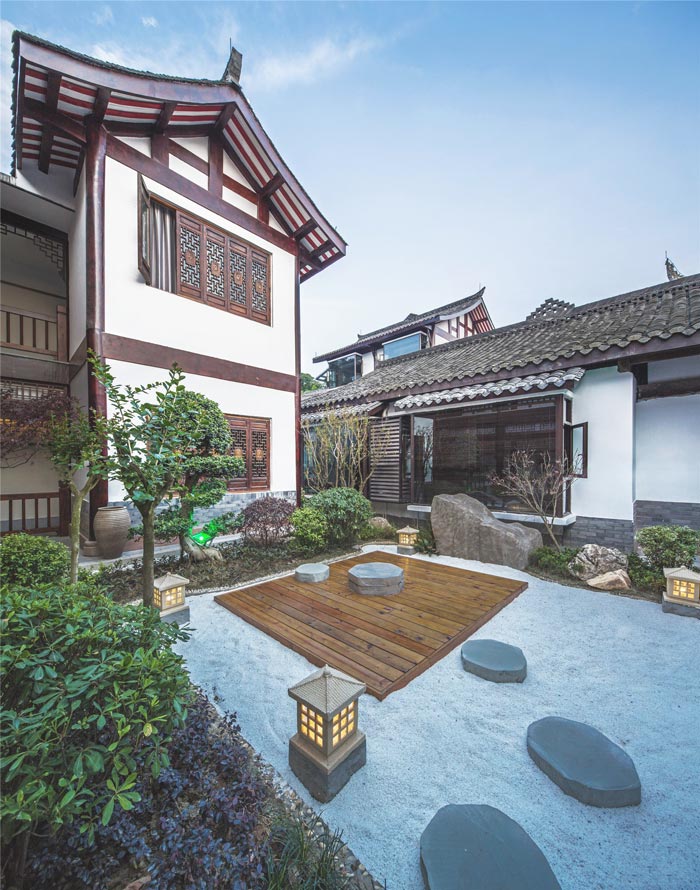 禪文化精品酒店過渡區(qū)域裝修設(shè)計(jì)案例效果圖