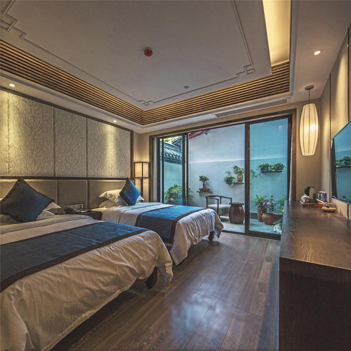 禪文化精品酒店一樓雙人客房裝修設(shè)計(jì)案例效果圖