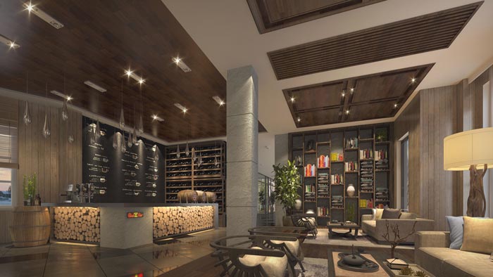 商務(wù)型酒店書(shū)吧裝修設(shè)計(jì)案例效果圖