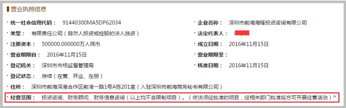 投資咨詢有限公司經(jīng)營范圍截圖