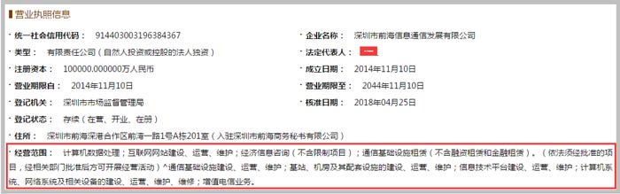 通信發(fā)展有限公司經(jīng)營范圍截圖