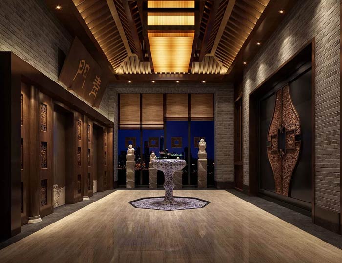 中式火鍋店進(jìn)門(mén)區(qū)裝修設(shè)計(jì)效果圖