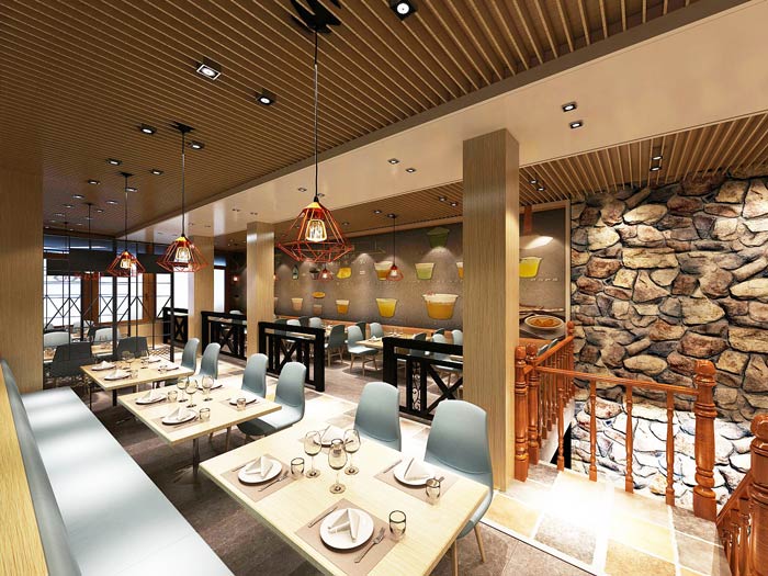 連鎖中式快餐店二樓裝飾設(shè)計效果圖