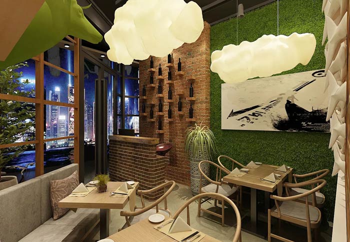 特色面館進門區(qū)裝修設計效果圖