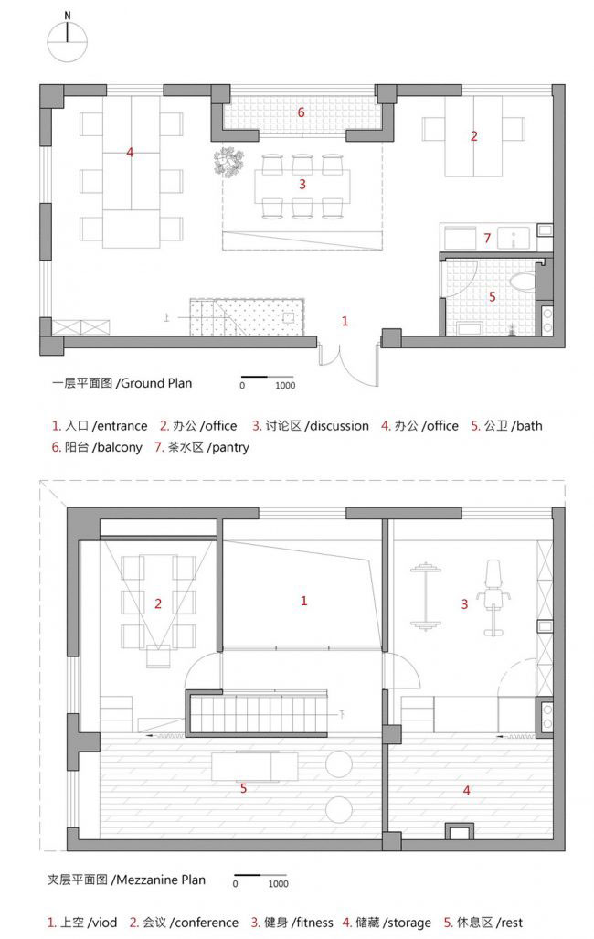 復式辦公室裝修設計平面圖