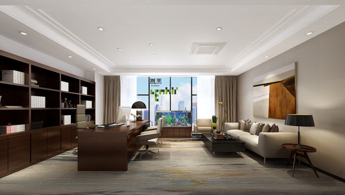 300平方外貿(mào)公司董事長辦公室裝修設(shè)計(jì)效果圖