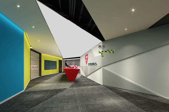 網(wǎng)絡科技公司辦公室20樓前臺裝修設計效果圖