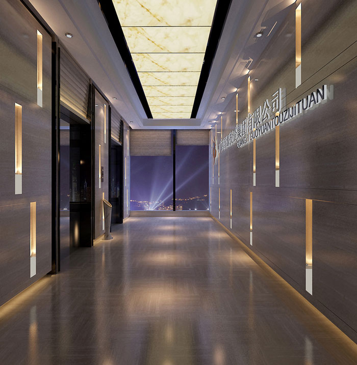 集團公司辦公室電梯間裝修設(shè)計效果圖