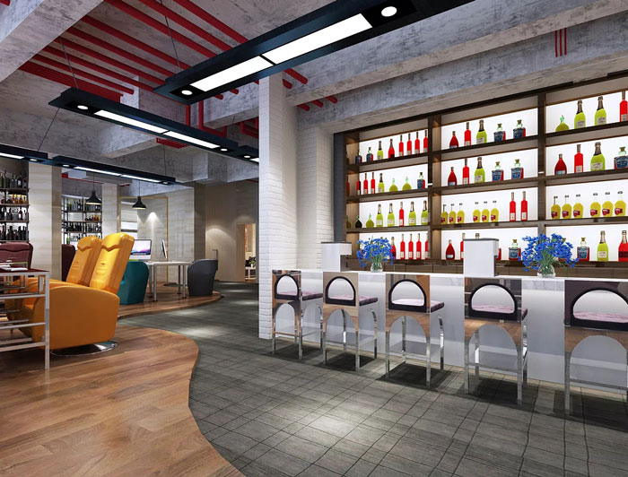 互聯(lián)網(wǎng)公司辦公室吧臺裝修設計效果圖