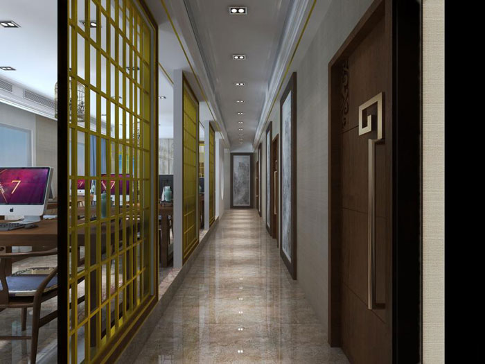 杭州中式辦公室過道裝修設(shè)計效果圖